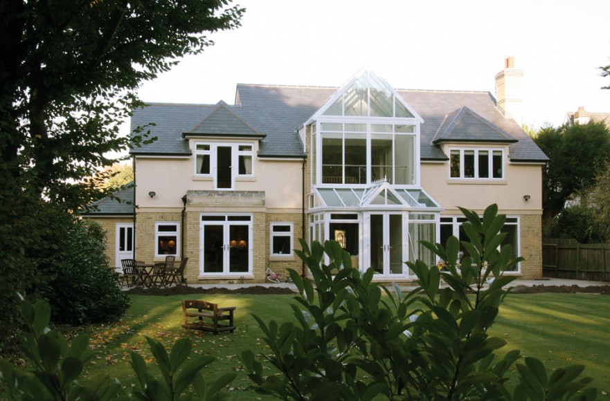 Gabled conservatory extension over two floors in Kent countryside