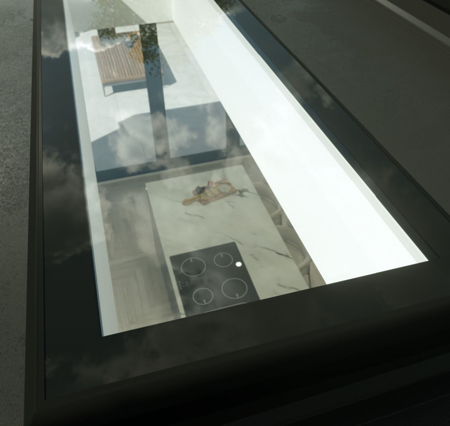 Flat Skylight over kitchen